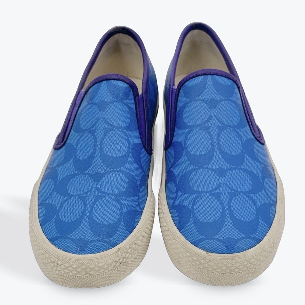 Coach Men's Signature C Monogram Slip On Canvas Sneakers Blue Purple Size 7D